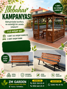 3×3 Kamelya ve 2 Ahşap Bank Seti